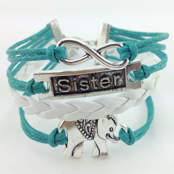 Sister, Elephant & Infinity Sign Bracelet