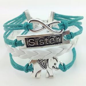 Sister, Elephant & Infinity Sign Bracelet