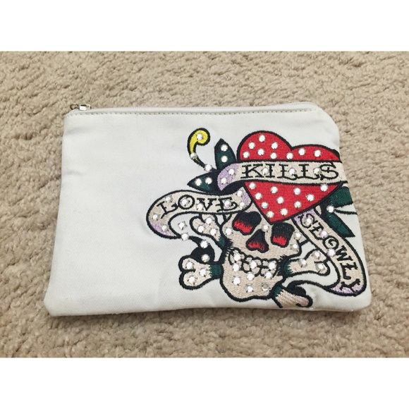 Ed Hardy Zippered Makeup/Clutch Style Bag