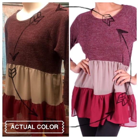 💥HOST PICK 3/27💥COLOR BLOCK RUFFLE TUNIC - Picture 2 of 2