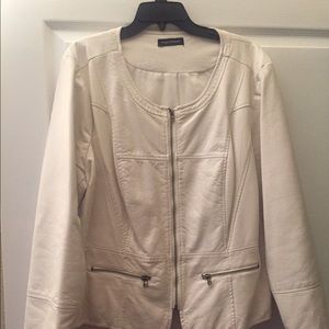 Winter White Faux Leather Jacket