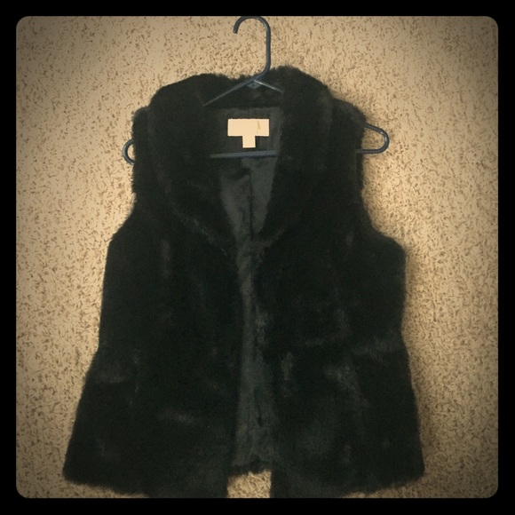 Michael Kors Faux Fur Vest - Black