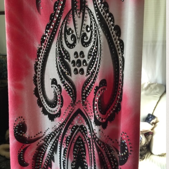 Crystal embellished maxi tie dye dress