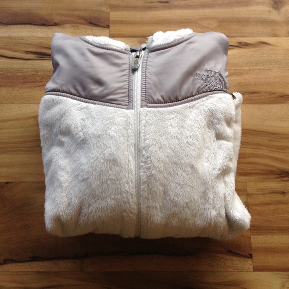 The North Face Whit and gray fleece jacket
