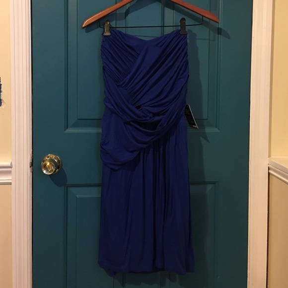 Express Strapless electric blue dress