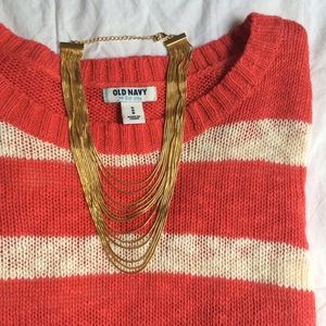 Salmon and ivory striped sweater