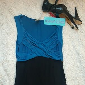 Blue and black tight-fitting dress
