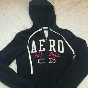 Black Aeropostale hoodie w/ white and pink detail
