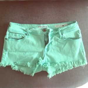 Mint Green Shorts, Frayed, size 9. (fit smaller)