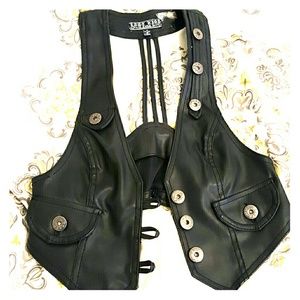 Black Faux Leather Vest