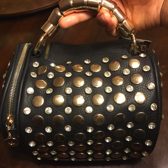Studded & Rhinestone Cylinder Tote