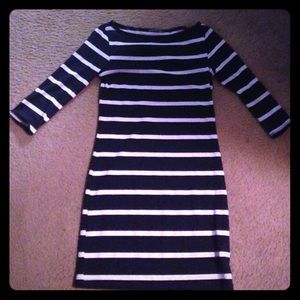 Cute dark blue white stripes dress size S fitted