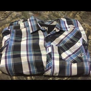 Fox racing button up shirt sleeve shirt
