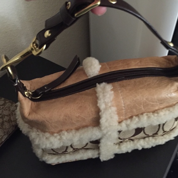 Coach leather bag logo trim small