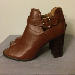 Camel Colored Peep-Toe Booties