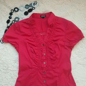Bright pink button-down shirt