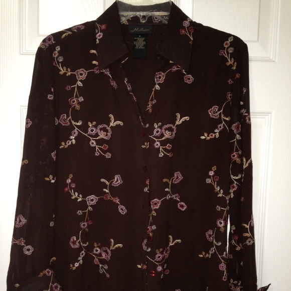 Embroidered blouse - brown/multi needlework