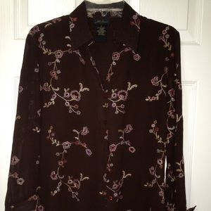 Embroidered blouse - brown/multi needlework