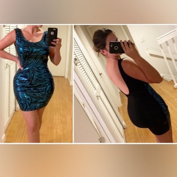 NWOT sexy low back sequin blue & black  dress✨