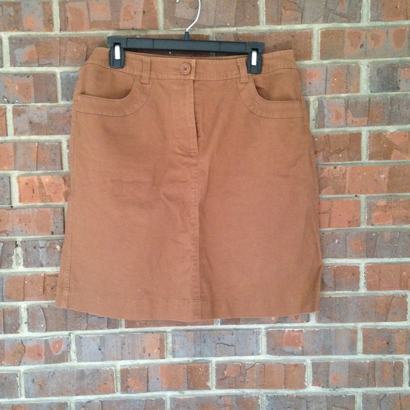 Talbots brown denim A-line skirt