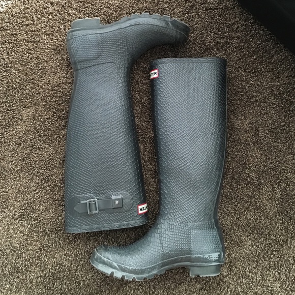 Hunter Shoes - Snakeskin tall Hunter rain boots