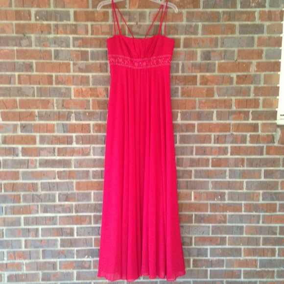 David's Bridal apple red bridesmaid dress