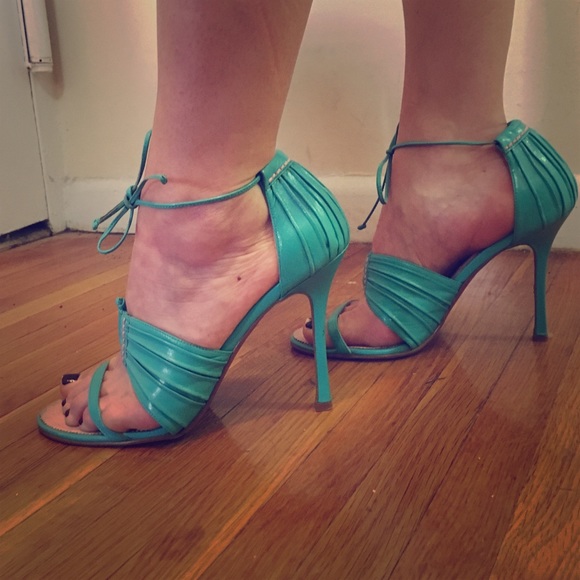 Teal and pink heels