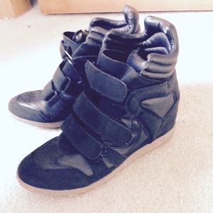 Black Hightop Wedge Sneakers