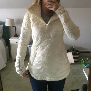 Lululemon What the Fluff Pullover ivory down sz 12