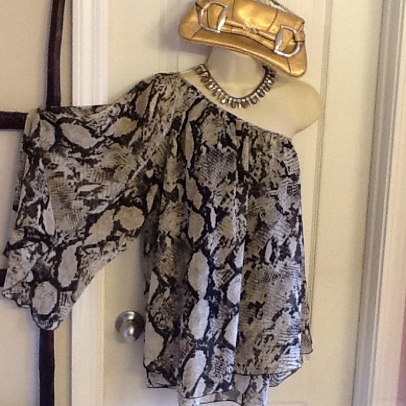 Never Worn One Shoulder Bell Sleeve Tunic Top