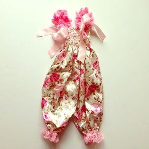 Infant satin floral photo prop romper