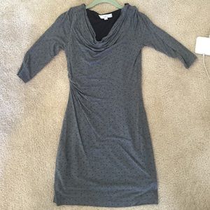 Ann Taylor loft grey and black dot dress