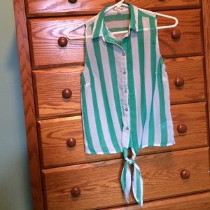 Green & White striped shear shirt from Papaya