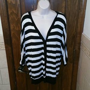 Black and white stripped button up blouse