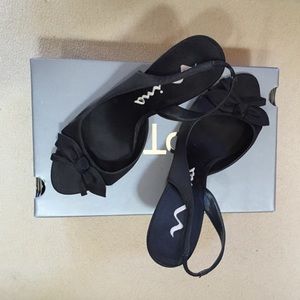 2 inch black silk heels