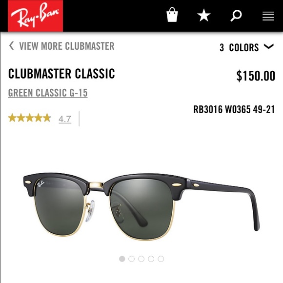 *SOLD* Ray Ban Clubmaster sunglasses 51'