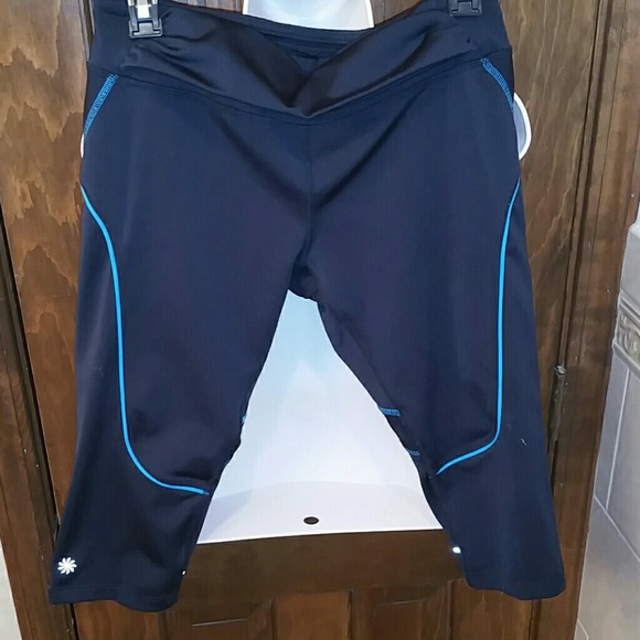 Black with blue stitch yoga pants