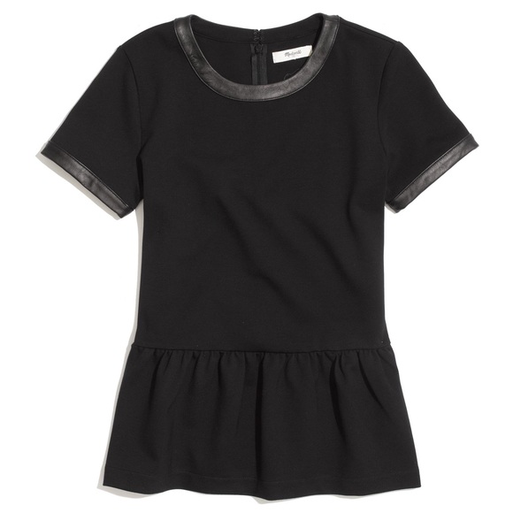Madewell Tops - ❌SOLD❌ Madewell Leather Trimmed Peplum Top