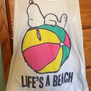 Peanuts "Life's a Beach" graphic design tank
