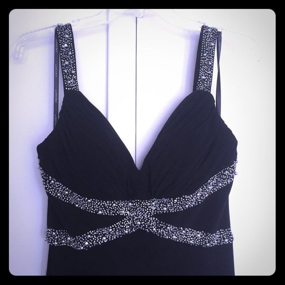 CACHET Gown - SIZE 6 - Black w/ Silver Beading