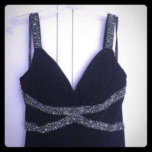 CACHET Gown - SIZE 6 - Black w/ Silver Beading