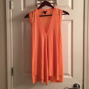 Long ruffle orange v neck