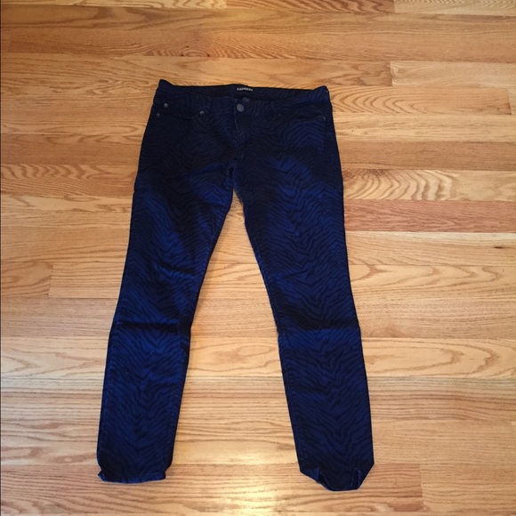 Express zebra skinny jeans blue/black size 12