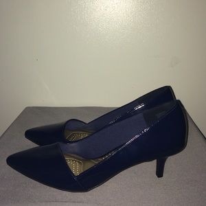 Navy Blue Kitten Heel Pumps