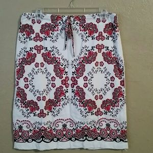 Ann Taylor Floral Pencil Skirt w/drawstring waist
