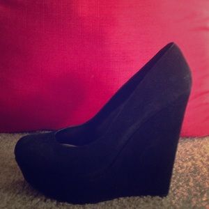 Black suede wedges