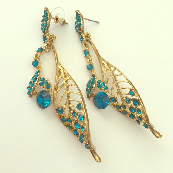 Blue and gold classy earrings from Turkey