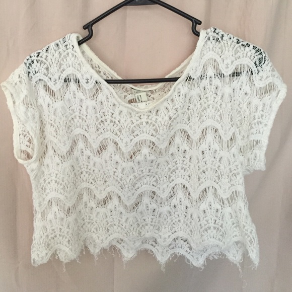 Forever 21 White Crochet Crop Top