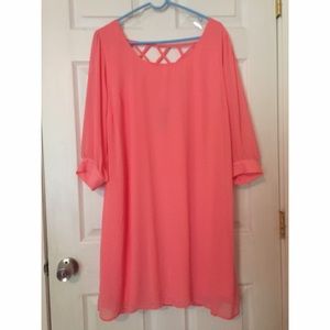 Lattice-Back Pink Shift Dress