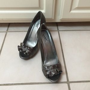 Charcoal Gray Carlos Peep Toe Heels